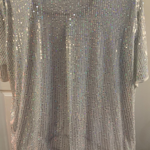 X PLUS WEAR SILVER SEQUIN TOP PLUS SIZE 4X NWT - Picture 3 of 6